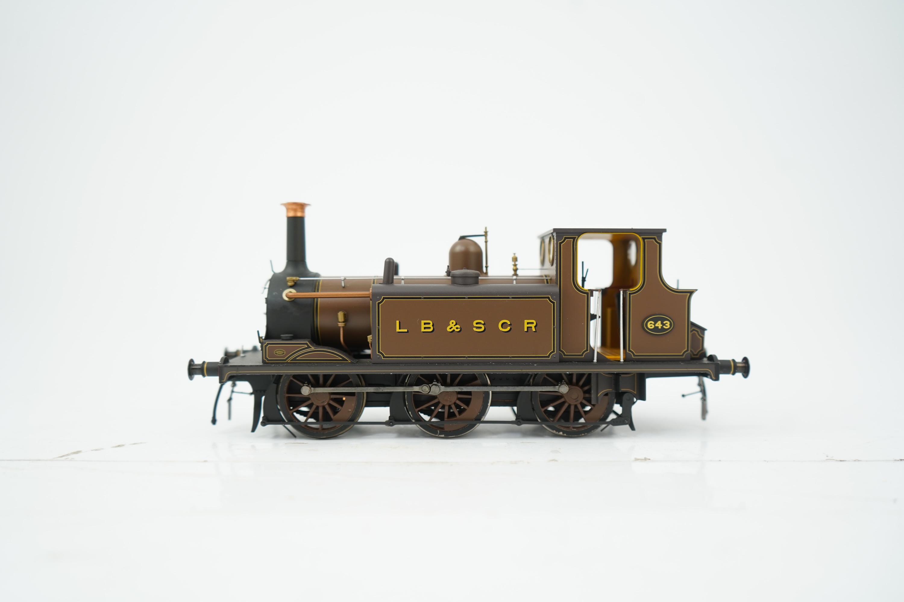 An 0 gauge Dapol model of LB&SCR Class A1, 643, 0-6-0T ‘terrier’ locomotive, powered for two rail operation, with original box and maintenance sheet.